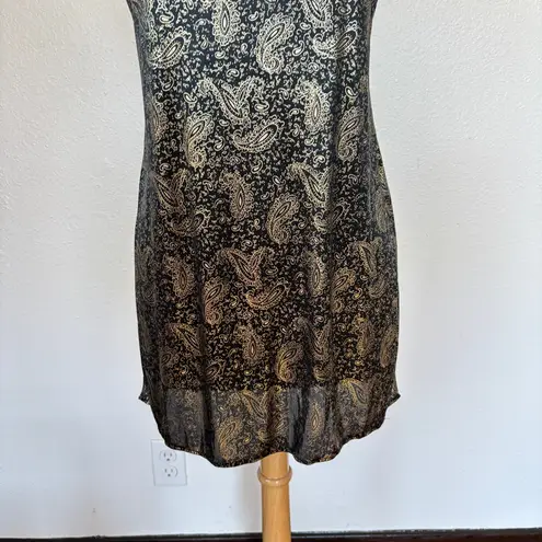 Vintage Black and Gold Paisley Chemise Size M