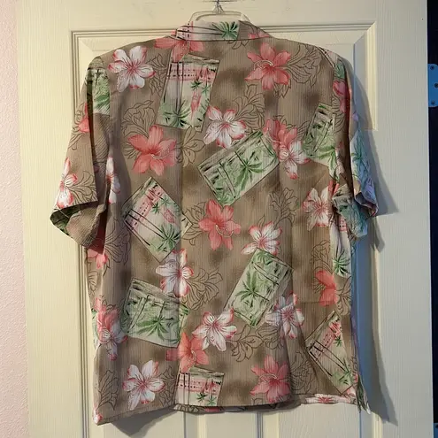 Allison Daley Vintage Button Down Blouse Hawaiin Tropical Print 18W