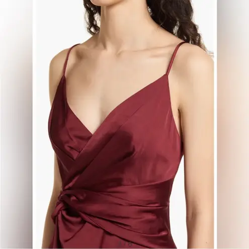 Significant Other | Revolve Elise Formal Wine Red Ruffle Satin Midi Dress 4