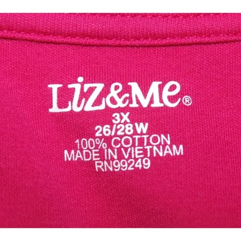 Liz&Me Pink Short Sleeve Knit Top Size 3X 26W 28W Stretch Mock Bling Undershirt