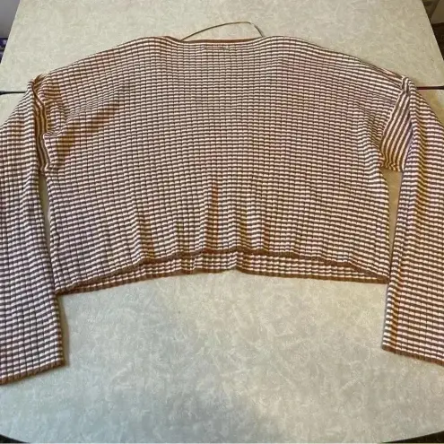 LA Hearts  Cropped long sleeve striped knit oversized‎ cream burnt orange sweater