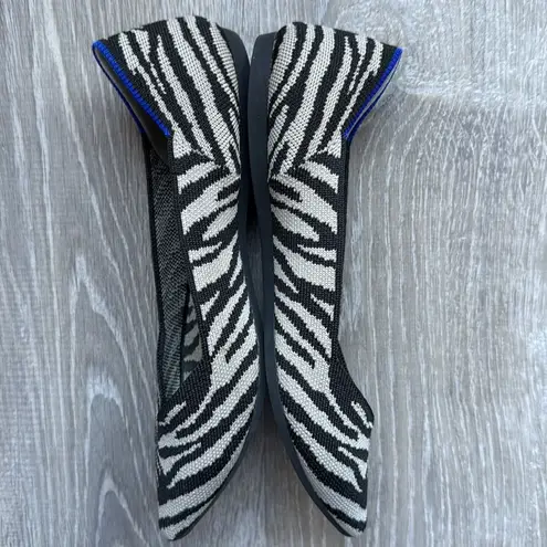 Rothy's Zebra The Point Flats Black Size 7.5