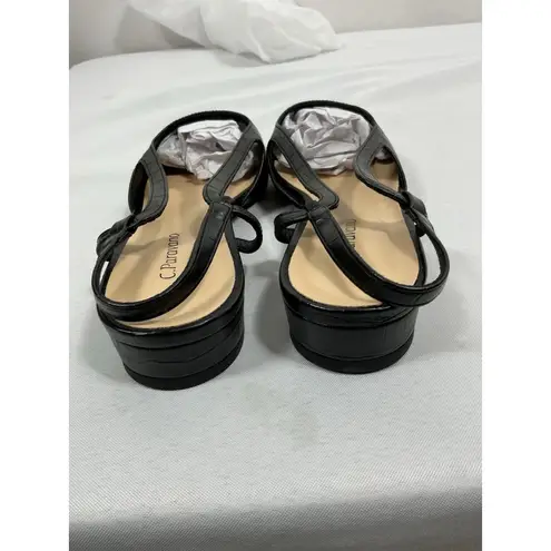 Womans NWOT C Paravano Slipon Slides Flat Black 9/9.5 Slingback Pointed Toe