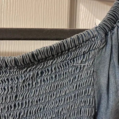 Women's Denim Blue Ruched Blouse from Lone Star Size L