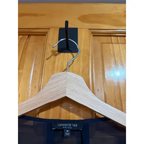 Lafayette 148 Sheer Panel Cropped Cardigan Silk Blend Blue Long Sleeve Size M Size M