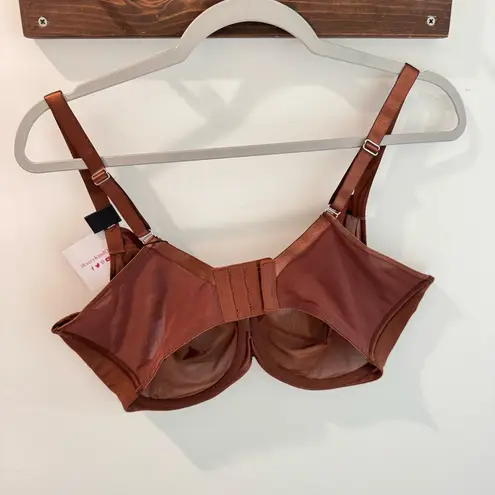 NWT Curvy Couture Sheer Mesh Full Coverage Unlined Underwire Bra Brown 36H Size undefined
