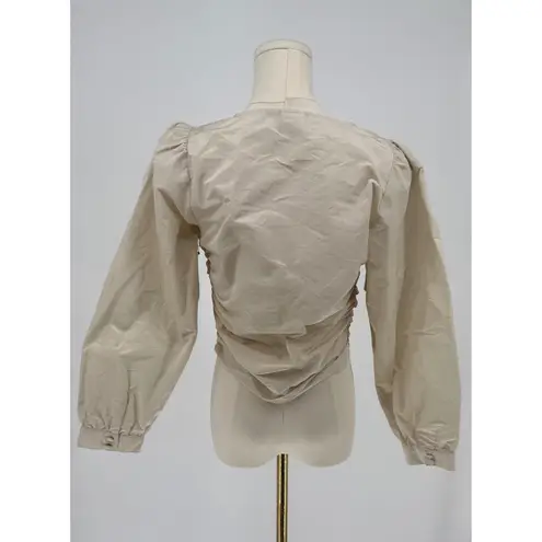 NWT Sunday Best Cream Ruched Sweetheart Long Sleeve Crop Top Sz 10