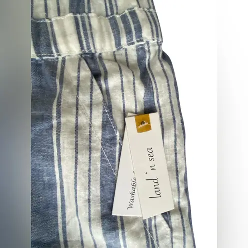 Land’ n Sea Striped Blue and White Women's Shorts Linen Blend XL