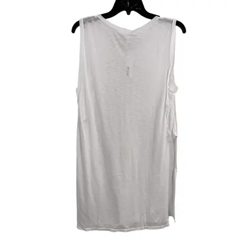 LA Made  White Sleeveless Tee Side Slit Small New