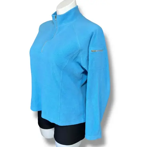 LL Bean Womens Quarter Zip Fleece Pullover Shirt Top Blue Outdoor Winter XL