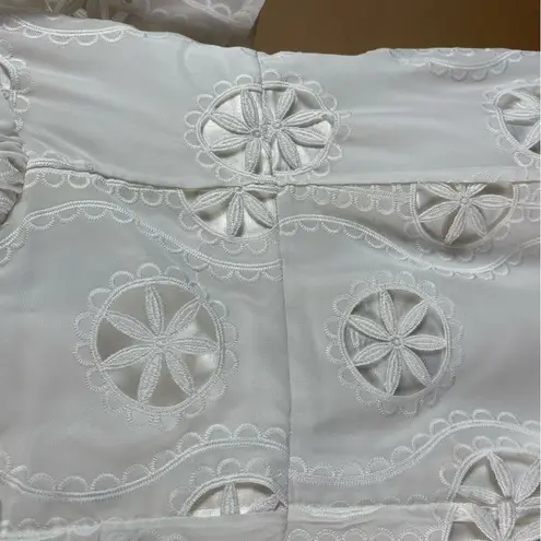 True Decadence Size 10 Daisy Floral Embroidered Boho Cap Sleeve Retro Maxi Dress White