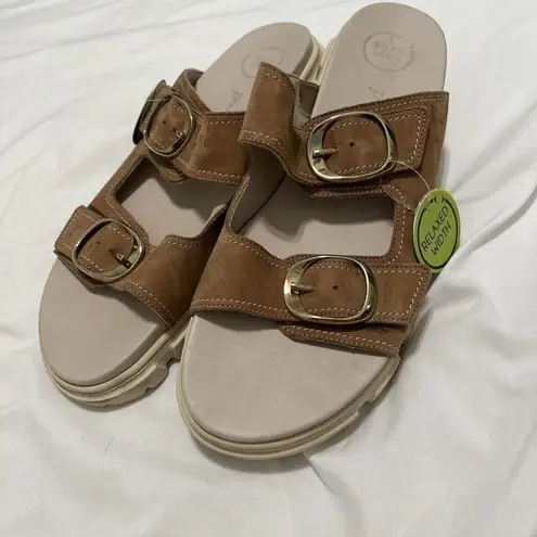 Paul Green  Marina Leather Slide Sandal Lug Sole Sisal Nubuck US 10.5 / UK 8