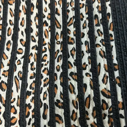 Sun n Sand Vertical Striped Leopard Print‎ Bag Tote Handbag Purse Shoulder Strap Brown