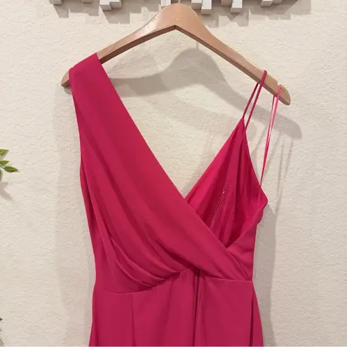 Keepsake Dreamlovers Asymmetric Draped Midi Dress in Magenta Size M NWT Purple Size M