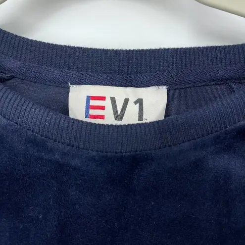 EV1 DARK BLUE VELOUR LIGHTWEIGHT SOFT STRETCH SWEATSHIRT SMALL