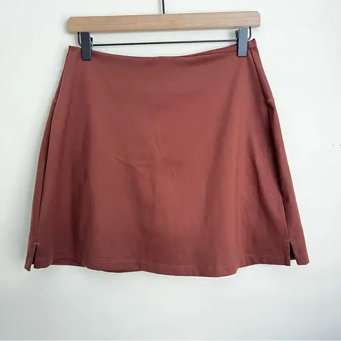 Girlfriend Collective  women chocolate brown sport Skort skirt shorts L