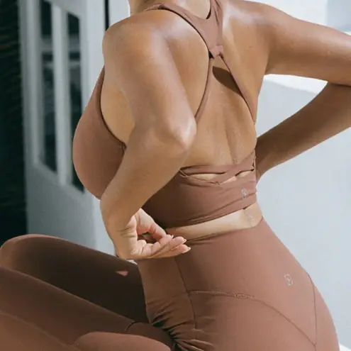 BERLOOK Brown V Neck Sports Bra