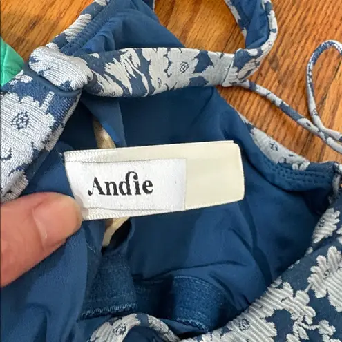 ANDIE Macao One PIece Swimsuit Blue denim Floral size S NWOT