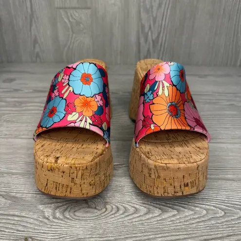 Yoki  Womens Wedge Mule Sandal shoes floral flower 70s style size 6.5 tropical