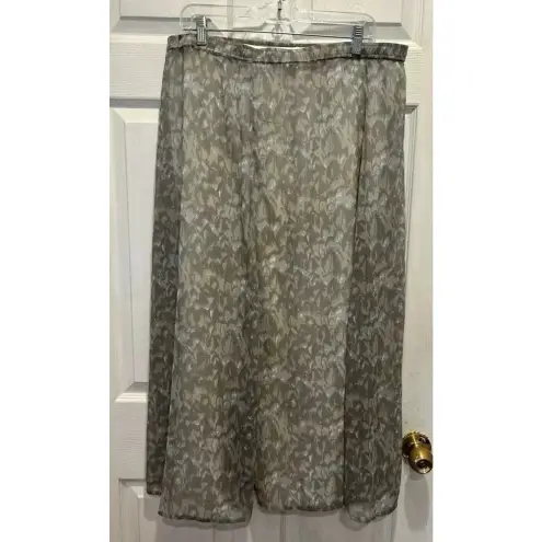 Soft Surroundings  Maxi‎ Skirt Gray Beige Abstract Beach Vacation Lined Petite L