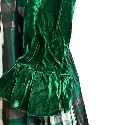 Vintage Lorrie Deb Emerald Green Velvet Plaid Maxi Dress Emma Bridgerton 9/10