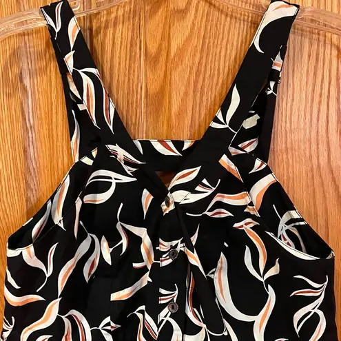 Anthropologie Hei Hei Palma Print Button Front Open Back Romper Black Size Small