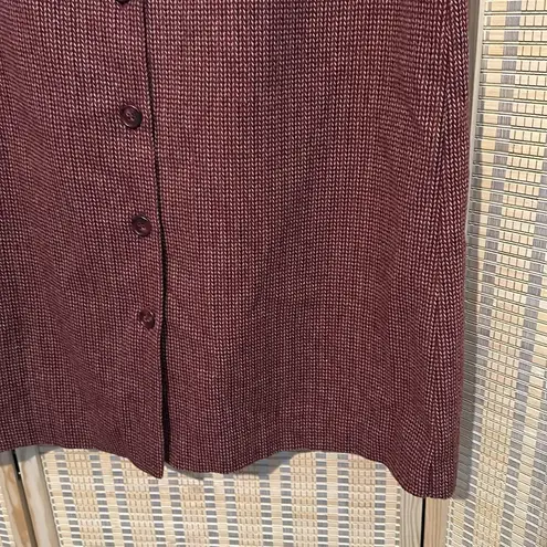 Classique Works Vintage Purple Red Tweed Wool Belted Midi Button Up Skirt Size undefined