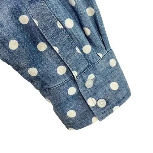 Tommy Hilfiger  Blue Long Roll Tab Sleeve Collared Button Up White Polka Dots M