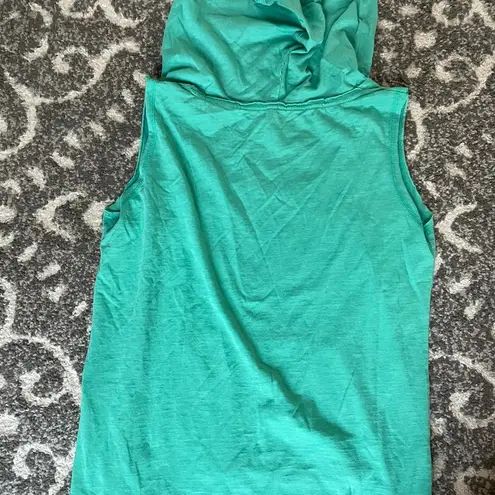 American Apparel WOMENS HOODED TANK WITH POCKET AQUA SIZE XL