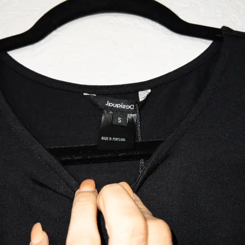 Desigual NWT Black Floral Peaks Swing Long Sleeve Dress Size XS