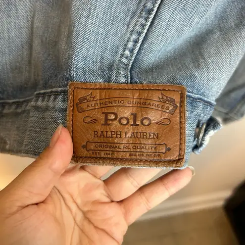 Polo Ralph Lauren Vintage Distressed American Flag Denim Jacket Blue Size M