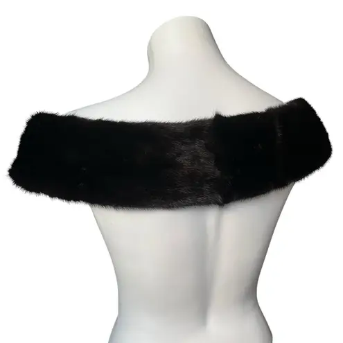 Vintage Elegant Black Mink Off The Shoulder Stole Collar