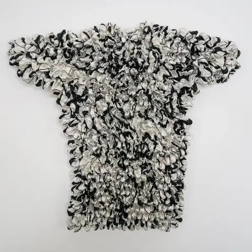 Vintage 90s Black & White Abstract Bubble Popcorn Shirt Size M