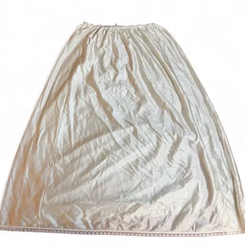 Vintage White Lace Trim Under Skirt Slip Side Slit Size Small