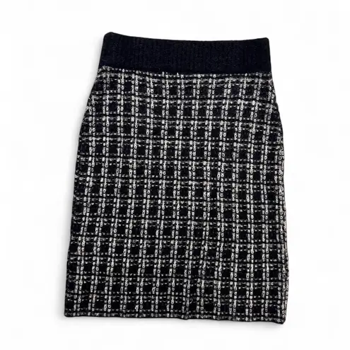 Beulah Black White Tweed Knit Skirt – High Waist, Pencil Fit, Elegant Classic Look NWOT