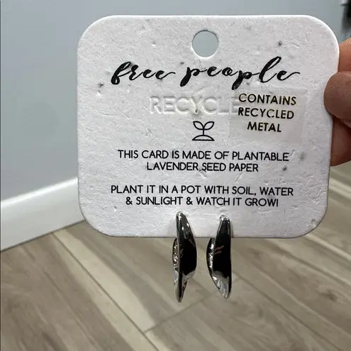 Free People  semi hoop faceted earrings silver tone