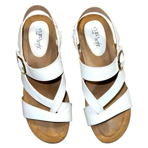 Euro soft by sofft Women's White Wedge Sandals Size 8