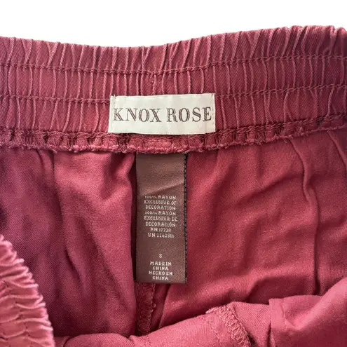 Knox Rose  Burgundy Floral Crochet Elastic Tie Waistband Shorts Size Small