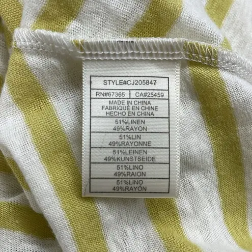 Cupcakes and Cashmere Yellow Stripe Linen Blend Flutter Sleeves Top Small