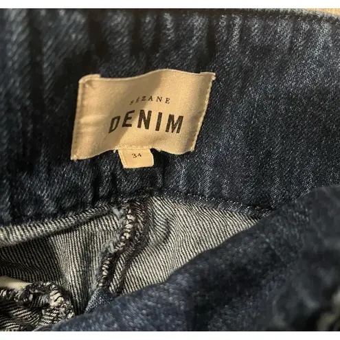 Sézane Sezane Francky Trousers Jeans Pleated Paperbag Waist Raw Hem, Sz 34/US 2