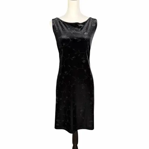 Vintage Y2K Velvet Mini Dress Size Large Black Whimsigoth Holiday Emo Shimmer
