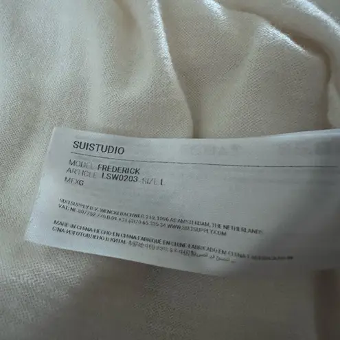 SuiStudio Merino wool short sleeves crewneck sweater L feminine minimalist Size L