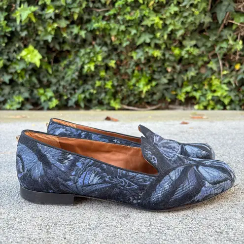 Valentino Garavani Valentino Rockstud Camu butterfly embroidered smoking slippers loafers flats 37