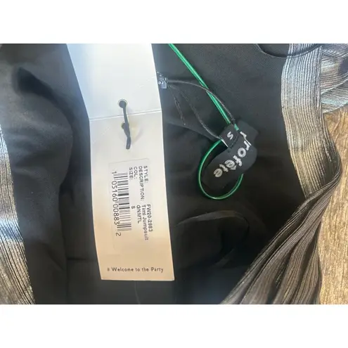 retrofete Timi One Shoulder Metallic Jumpsuit Gunmetal Womens Size Small Silver