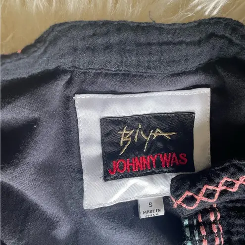 Johnny Was Like New Nahmad dress black embroidered gauze tunic dress