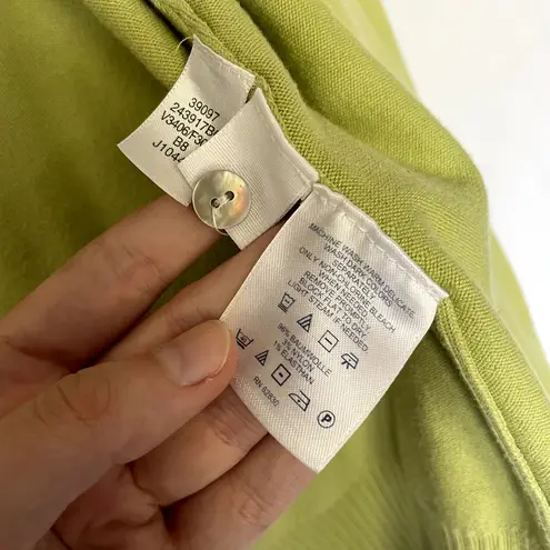 Lands' End lime green button front cardigan women's size small cotton y2k