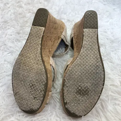 Toms Tom’s Sienna Cork Strappy Wedges Tan Nude 7.5