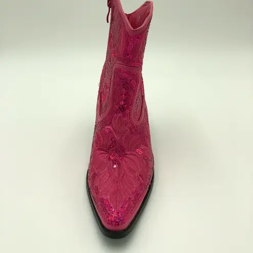 Helen’s Heart Fuschia Short Bling & Embroidered Boots Size 10 Pink