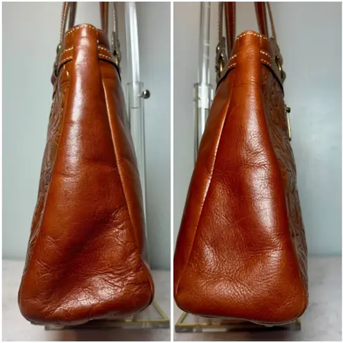 Patricia Nash Florence Brown Tooled Leather Poppy Tote Shoulder Bag