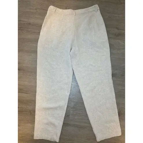 Runaway Heart Linen Blend Cropped Pants Pleated Front Casual Beige Size 12 Tan